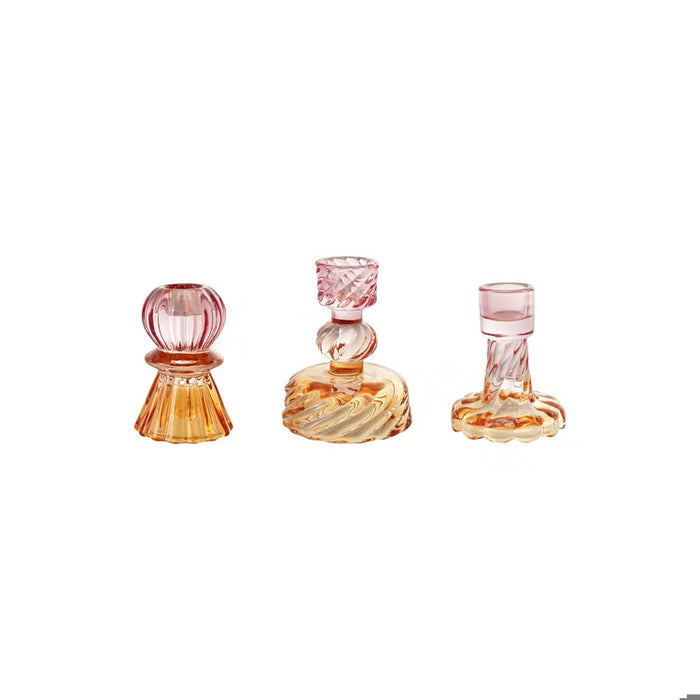 Glass Taper Holder in Blush and Yellow