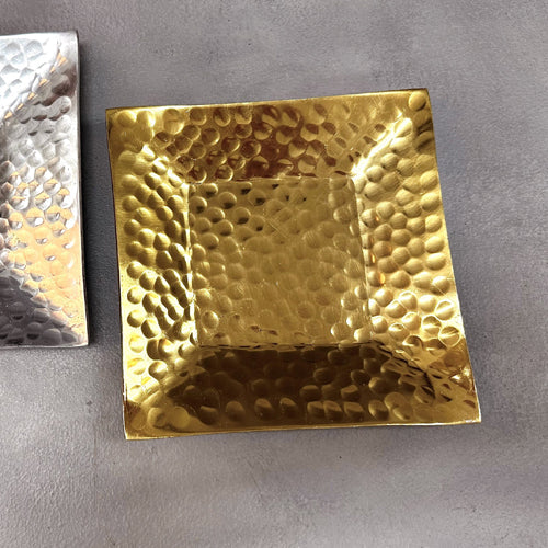 Gold Gilded Square 6" Hammered Tray