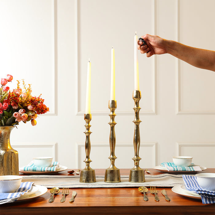 Gold Taper 12" Candle Holder