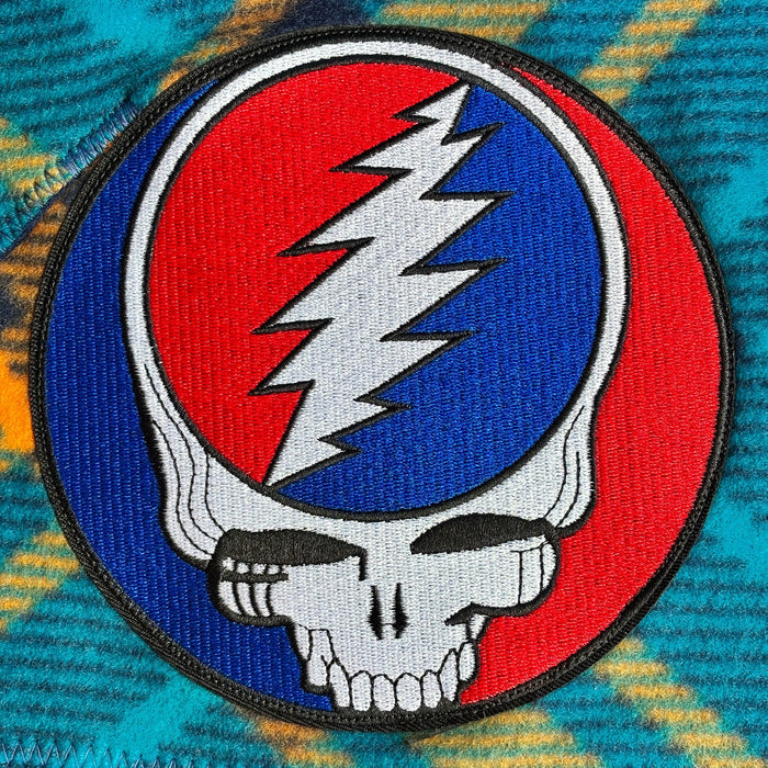 Grateful Dead Blue and Orange Plaid Fleece Dog Coat