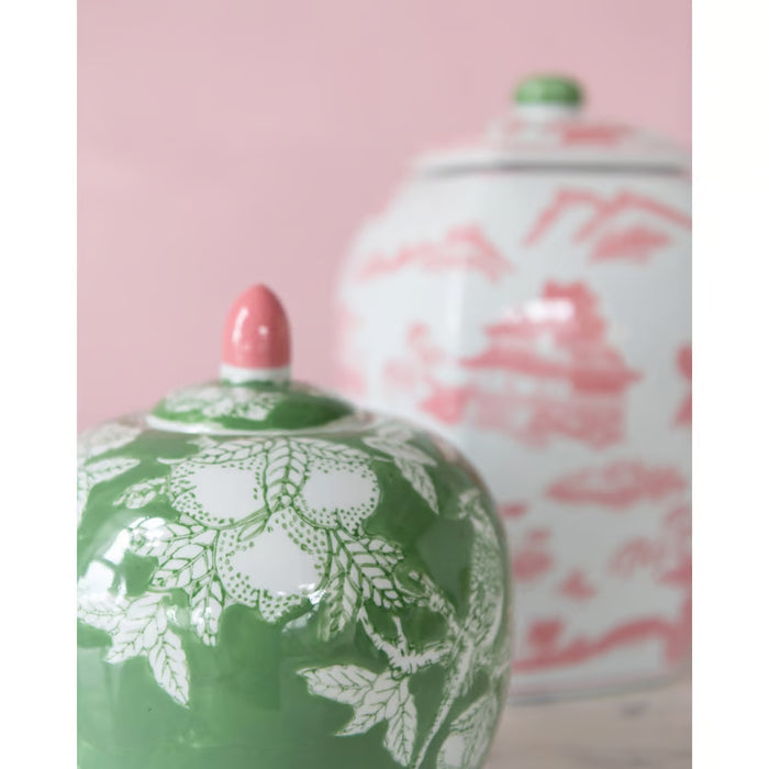 Green Bird Garden Ginger Jar