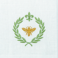 Green Italian Bee White Linen Tea Towel