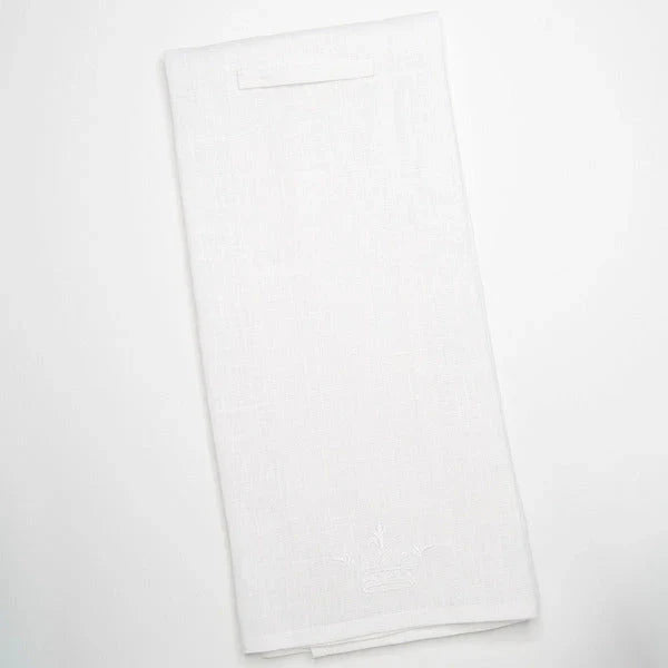 Green Italian Bee White Linen Tea Towel