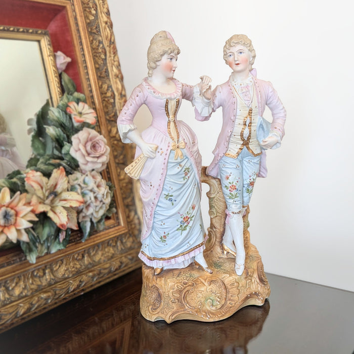 Hal-Sey Fifth Japan 15" Bisque Porcelain Courting Couple Figurine