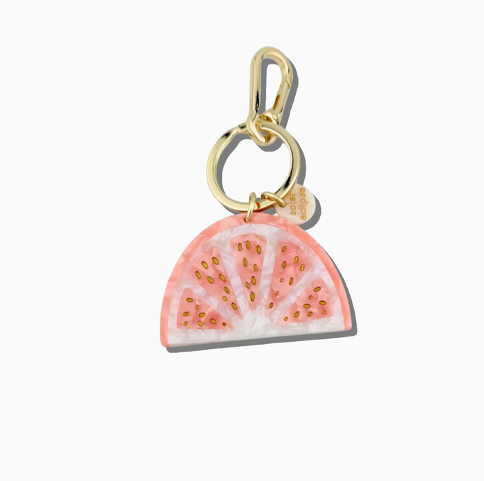 Hand-Painted Citrus Slice Bag Charm + Keychain | Eco-Friendly