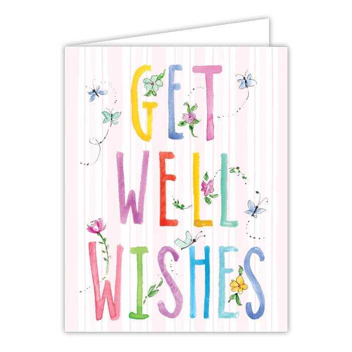 Handpainted Get Well Wishes Greeting Card