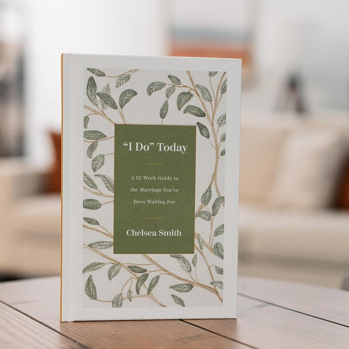 Book titled 'I Do Today' by Chelsea Smith with leaf design on a blurred background