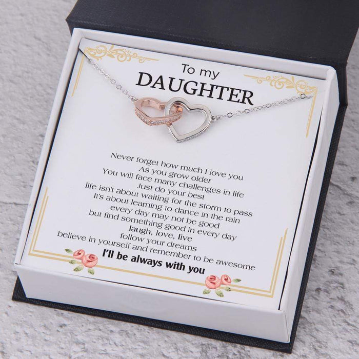 Interlocked Heart Necklace - To My Daughter - Never Forget How Much I Love You - Gnp17015