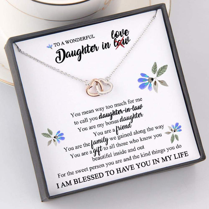Interlocked Heart Necklace - To My Daughter-In-Law - You Are My Bonus Daughter - Gnp17012