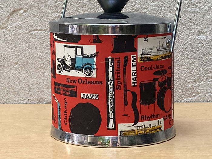 I Like Mike's Mid Century Modern Ice Bucket Jazz and Blues Ice Bucket in Red, Black and Chrome