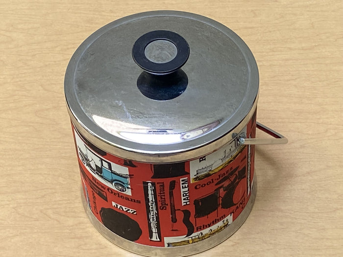 I Like Mike's Mid Century Modern Ice Bucket Jazz and Blues Ice Bucket in Red, Black and Chrome