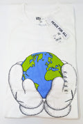 KAWS x Uniqlo PEACE for ALL Triple Extra Large 3XL White Globe Hands T-Shirt NWT