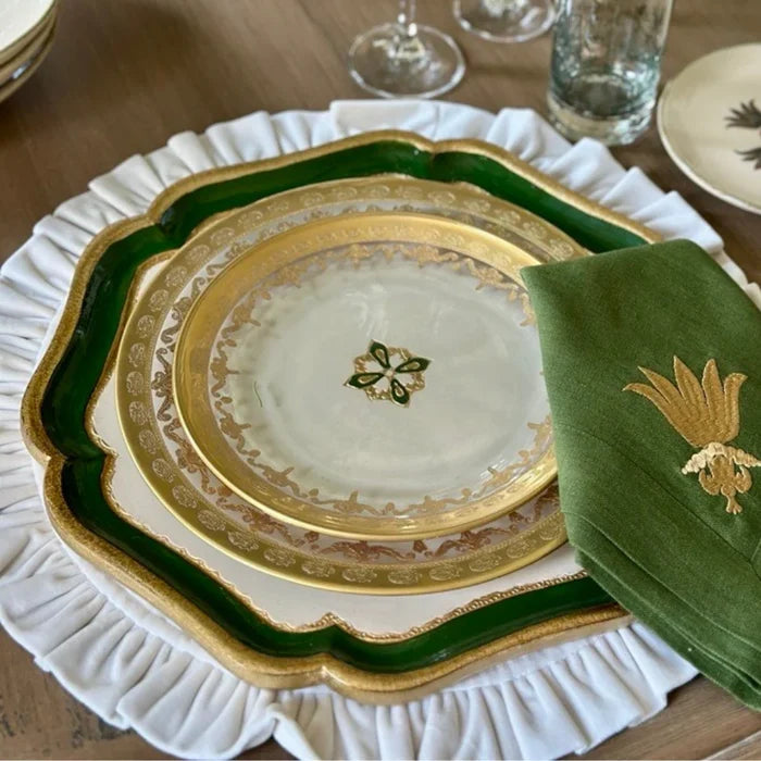 Large Green Florentino Baroque Wooden Charger/Tray