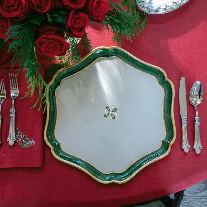 Large Green Florentino Baroque Wooden Charger/Tray