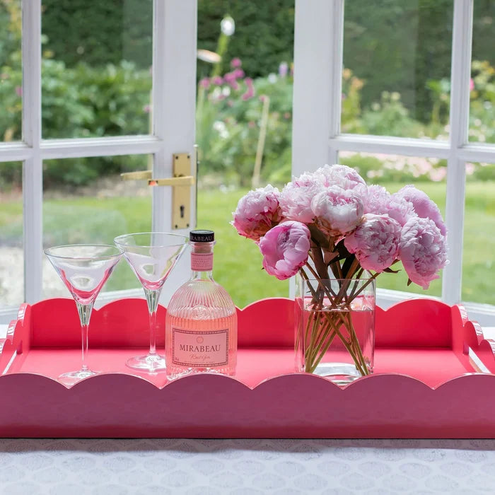 Large Scalloped Lacquer Serving Tray