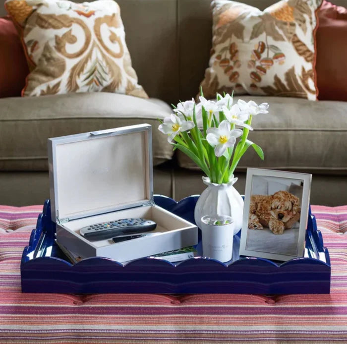 Large Scalloped Lacquer Serving Tray