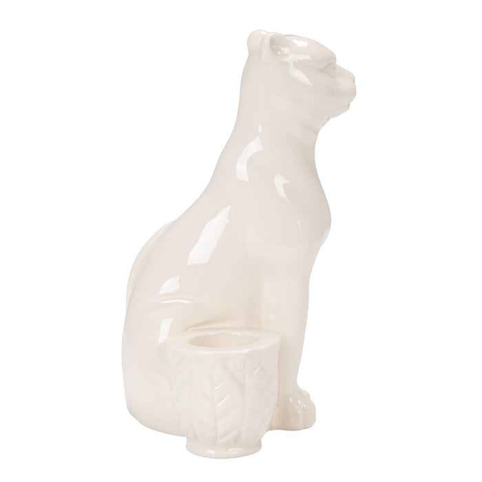 Leopard Stoneware Taper Holder