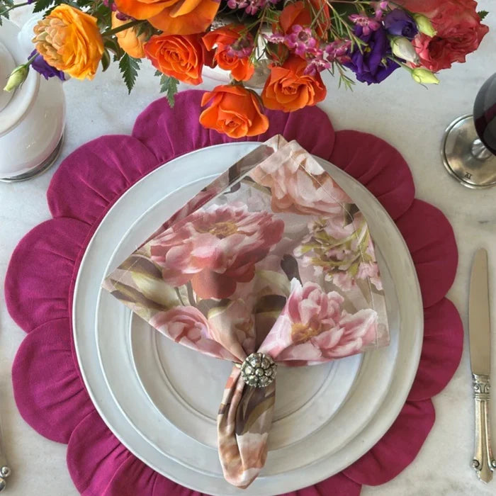 Magenta Linen Petal Placemat | Set of 4