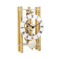 Decorative clock with gold cylindrical design on a white background