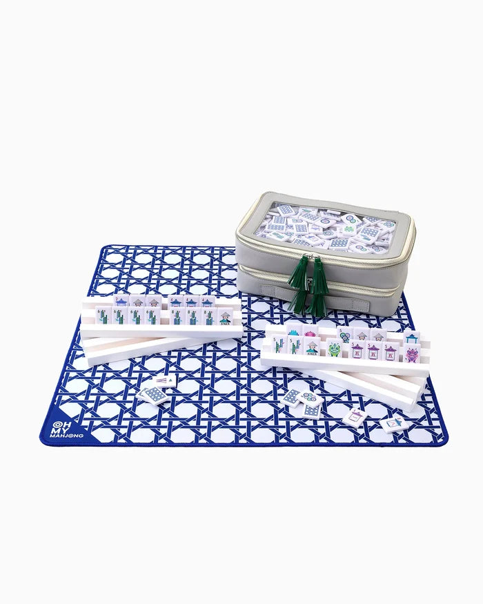 Mini Blue Cane Mahjong Mat