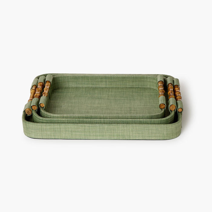 Monaco Green Faux Seagrass Decorative Rectangle Tray