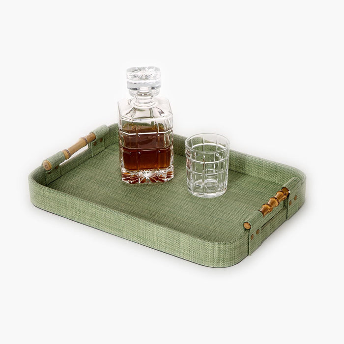Monaco Green Faux Seagrass Decorative Rectangle Tray