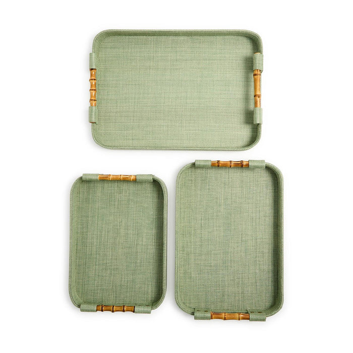 Monaco Green Faux Seagrass Decorative Rectangle Tray