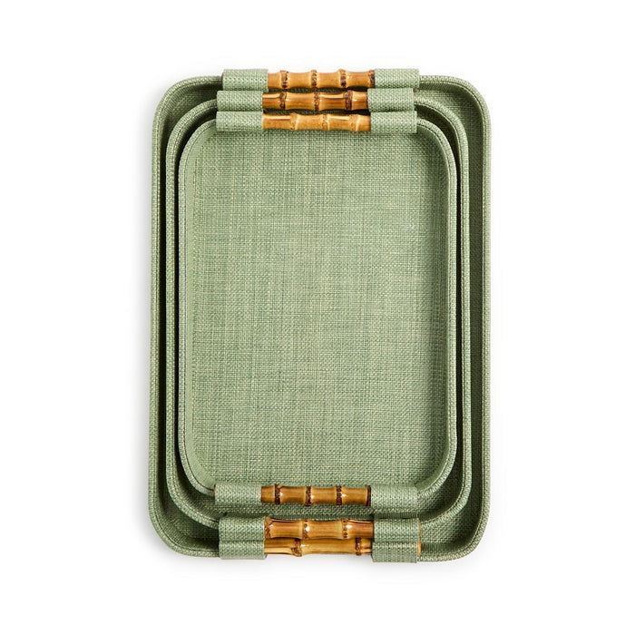 Monaco Green Faux Seagrass Decorative Rectangle Tray