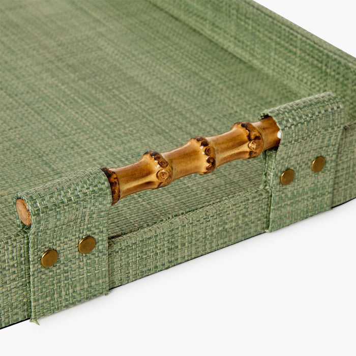 Monaco Green Faux Seagrass Decorative Rectangle Tray