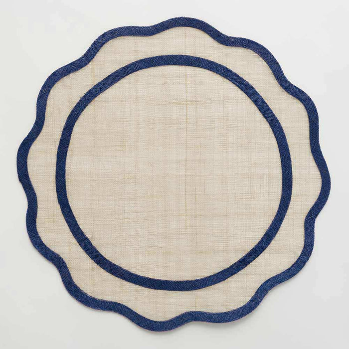 Navy Blue Scalloped Woven Placemat | Set of 4