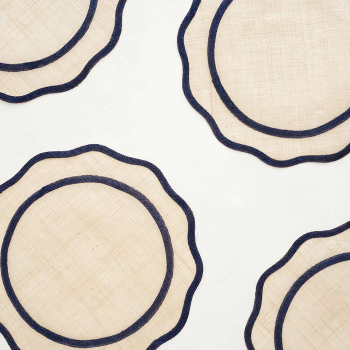 Navy Blue Scalloped Woven Placemat | Set of 4