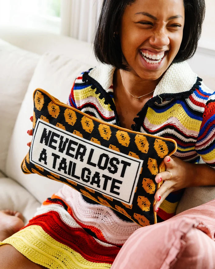 Never Lost a Tailgate Needlepoint Pillow