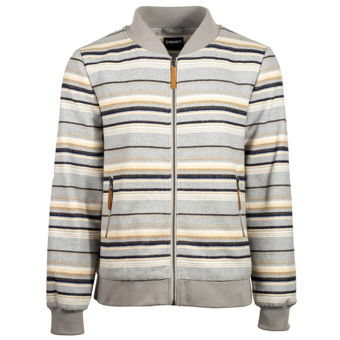 "OZONA" HOOEY BOMBER JACKET GREY/STRIPE PATTERN
