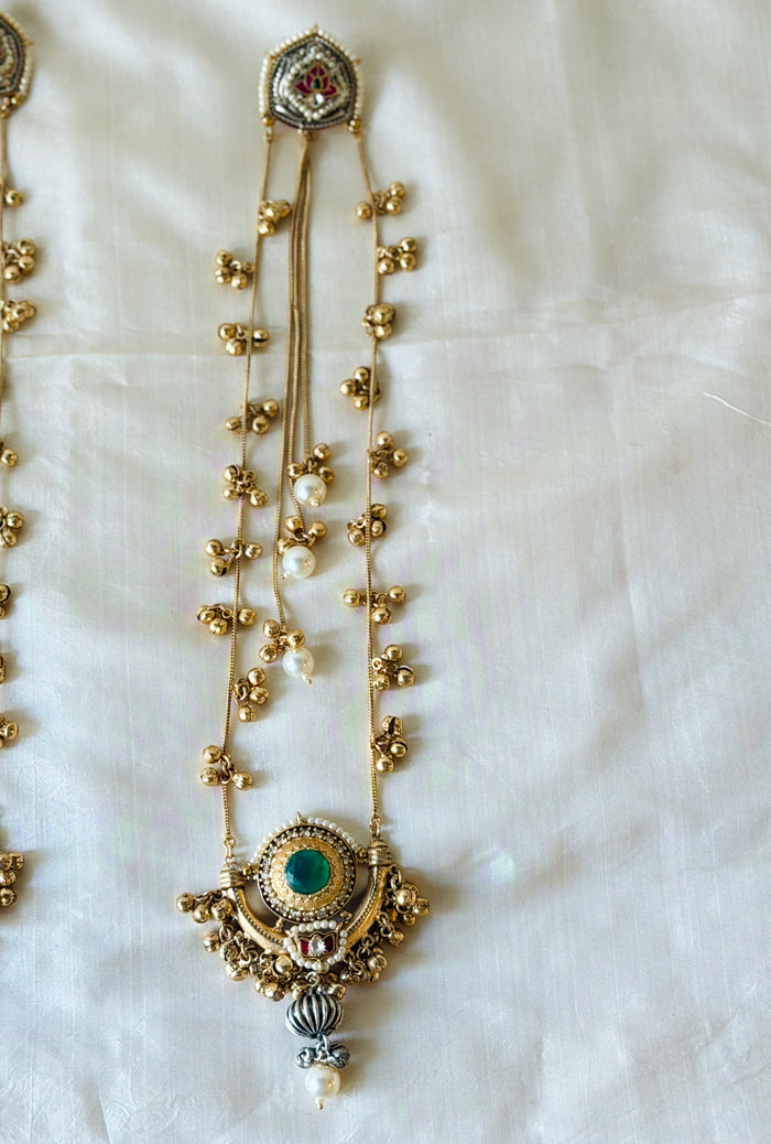 Pachi Kundan Pearl Drop Long Kashmiri Earrings Set