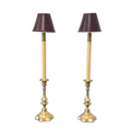 Pair of Brushed Brass Candlestick Buffet Lamps