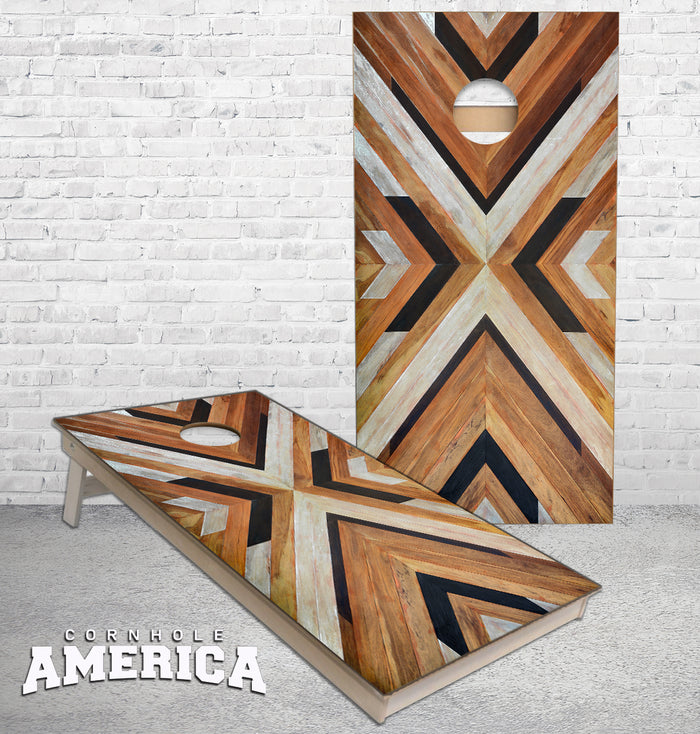Parquet natural Wood design Cornhole Boards