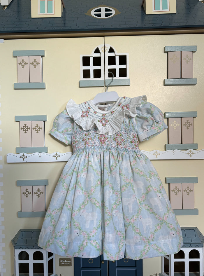 Pastel Lamb Handsmocked Dress