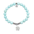 Paw CZ Charm with Blue Turquoise Gemstone Bracelet