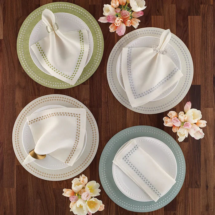 Pearls Embroidered Linen Napkin | Set of 4