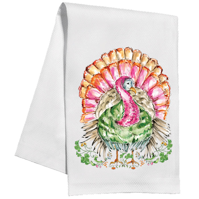 Pink and Green Turkey Tea Towel