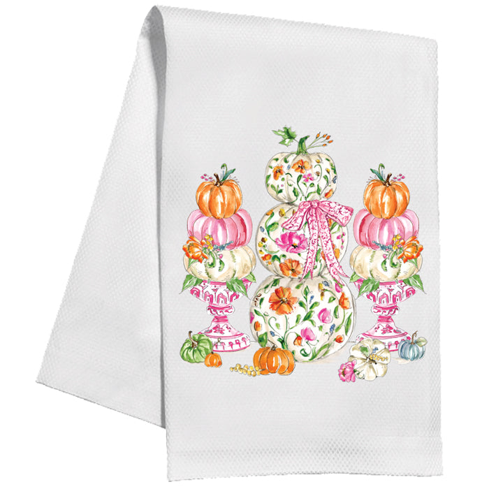 Pink and Orange Pumpkins Tea Towel