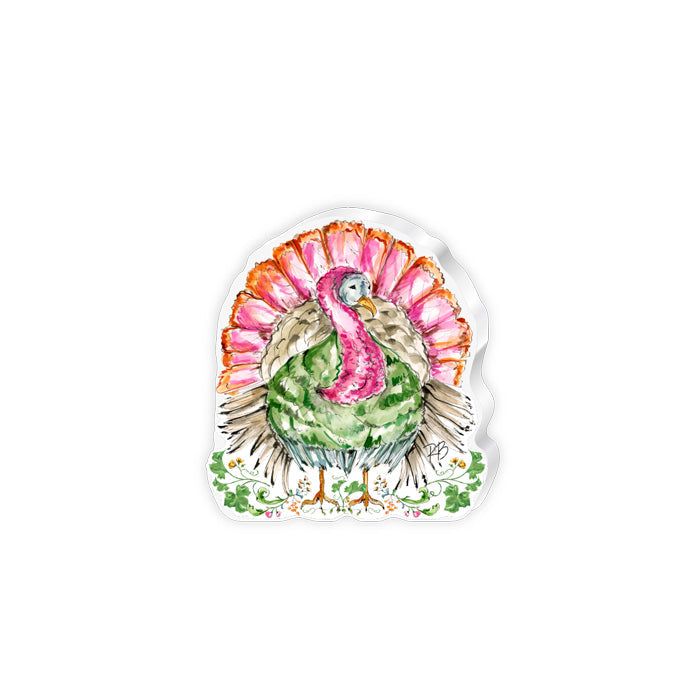 Pink Turkey with Fall Florals Small Acrylic