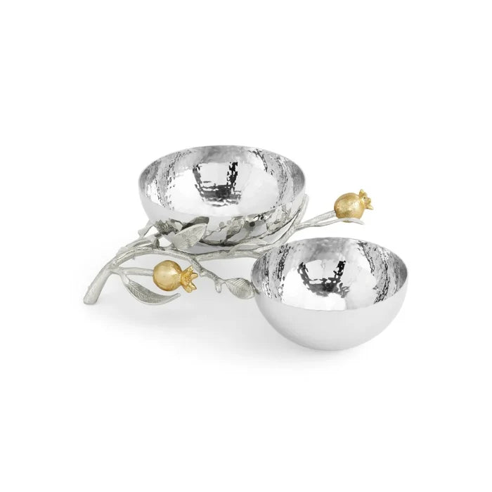 Pomegranate Silver & Gold Double Bowl