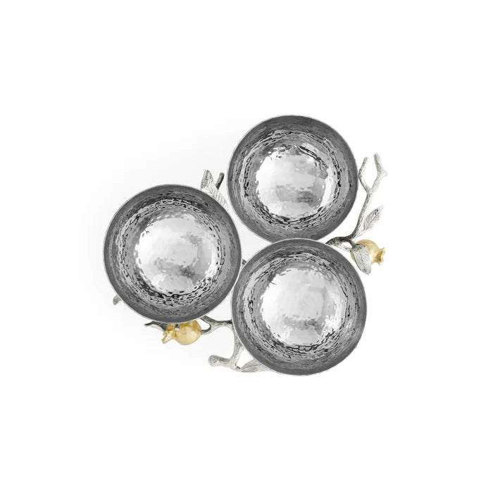 Pomegranate Silver & Gold Triple Bowl