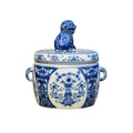 Porcelain Blue and White Lion Tea Caddy Jar