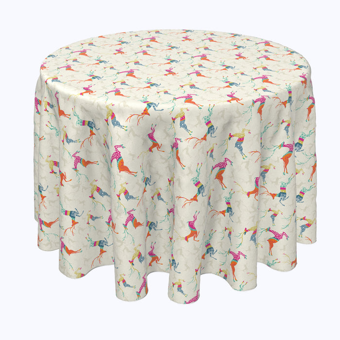 Prancing Reindeers Round Tablecloths