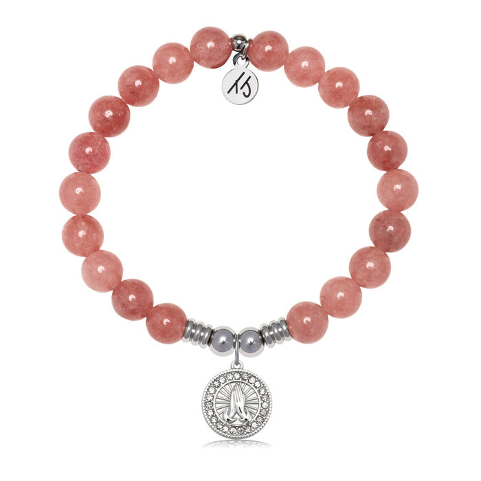 Prayers Charm with Strawberry Jade Gemstone Bracelet
