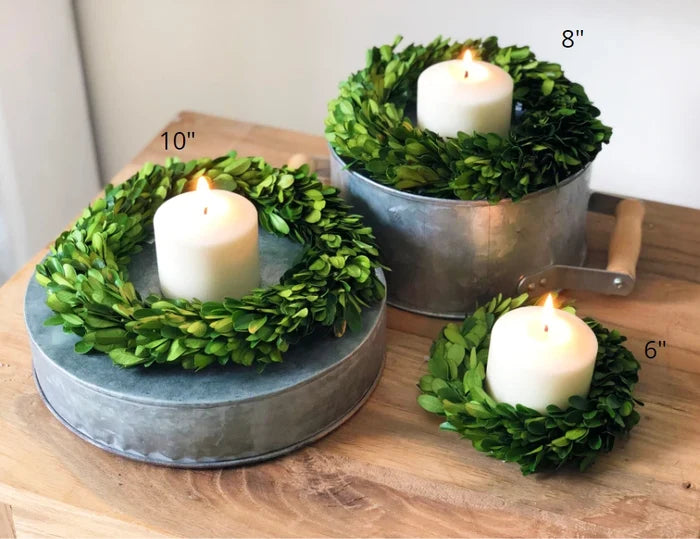Preserved Boxwood Candle Ring/Wreath