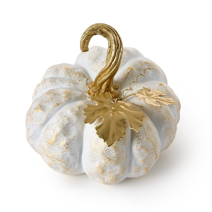Pumpkin with Golden Leaf Accent