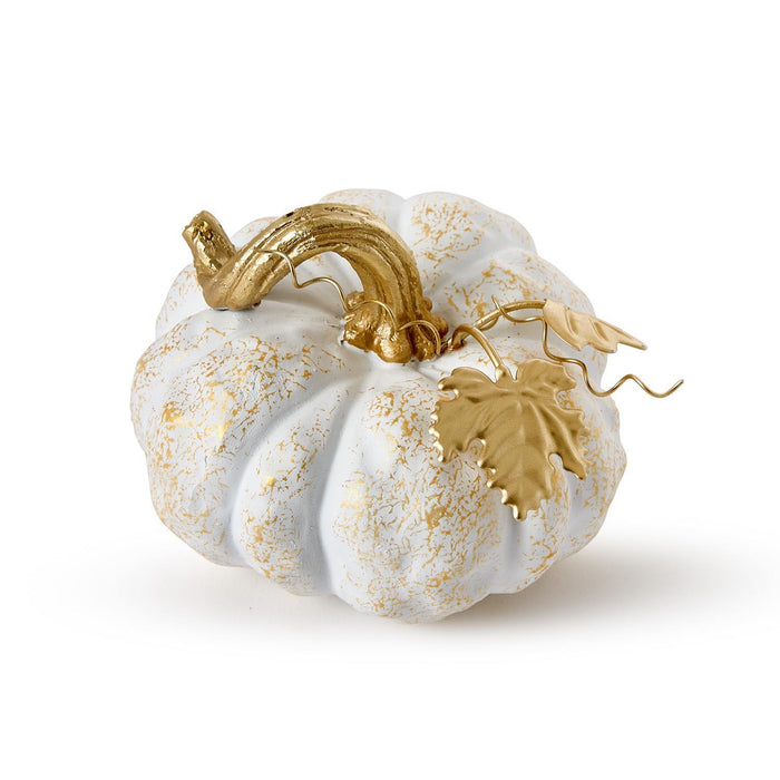 Pumpkin with Golden Leaf Accent